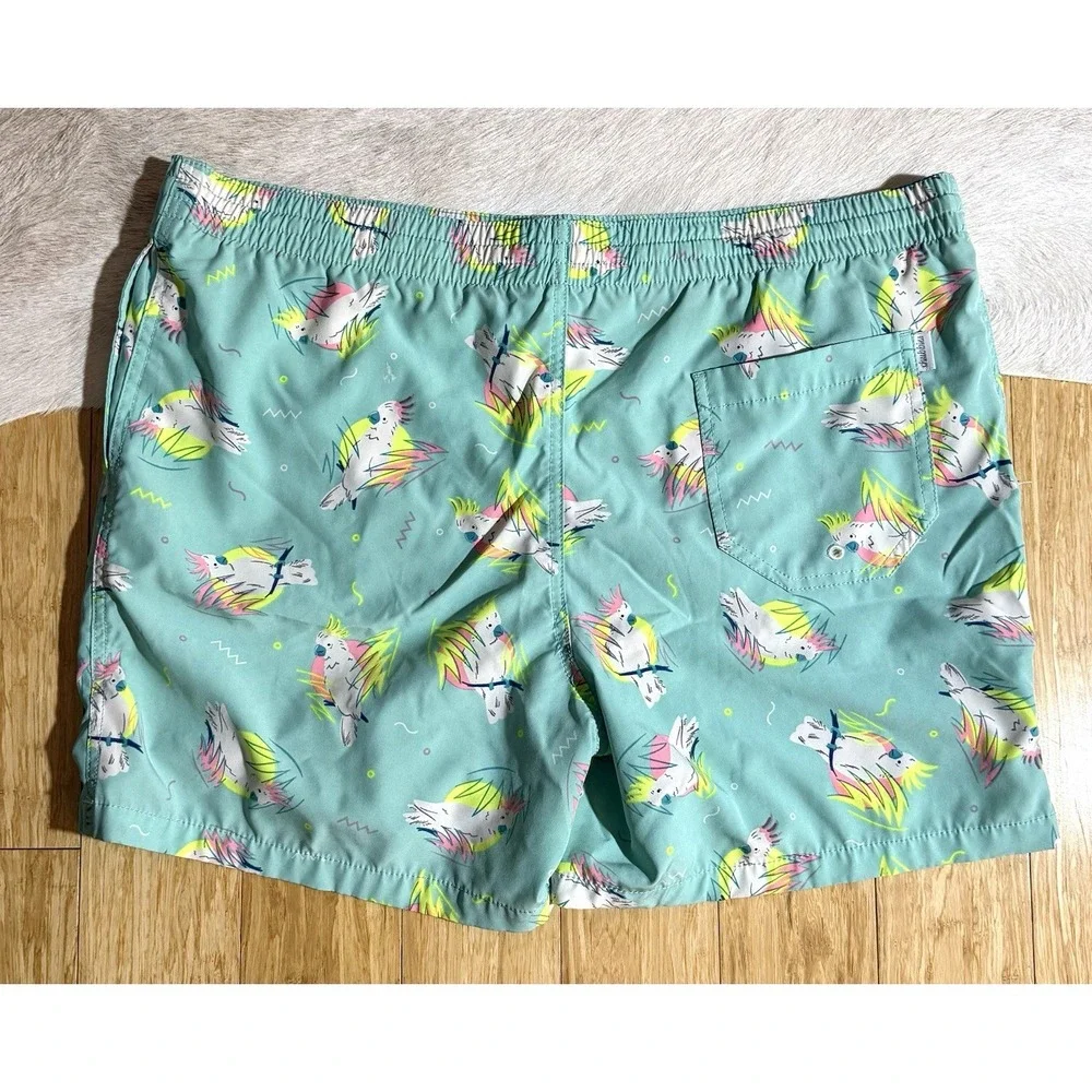 Chubbies‎ Men's Size XL Tropical Bird/Parrot Print Swim Trunks Lined Swimwear